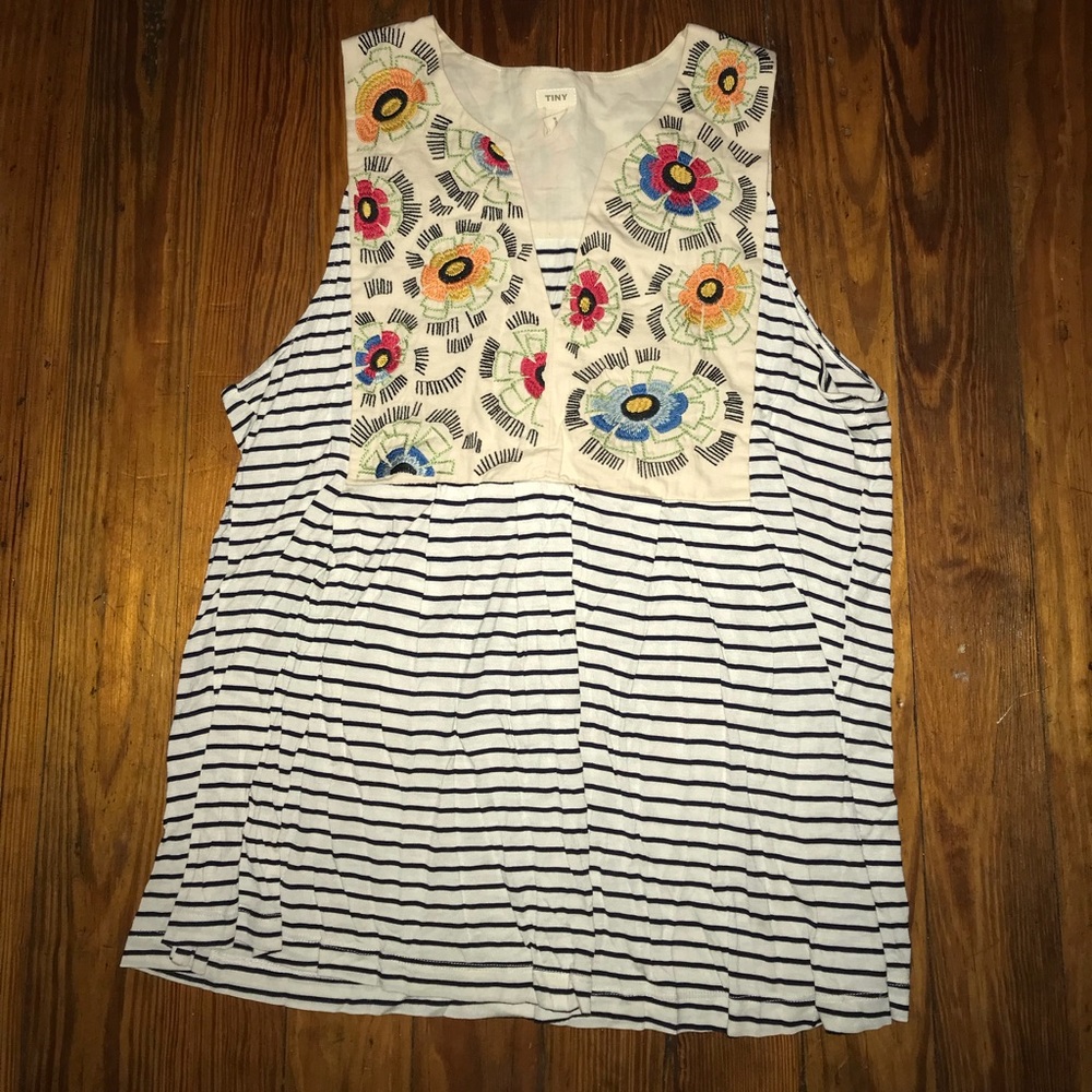 Anthropologie Floral and striped tank